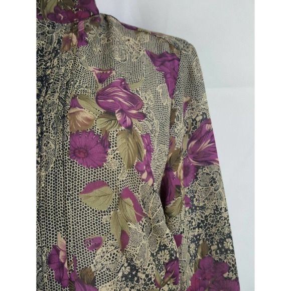 Croft & Barrow Floral Pleat Button Down Blouse M - Picture 5 of 10